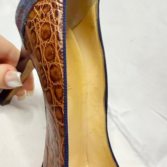 Cole Haan Collection ANGELIA Croc Print Leather Bow Pumps N4991 Size 9B - Picture 7 of 10